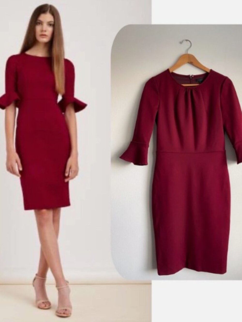 JCREW Maroon Peplum Dress Size 10
